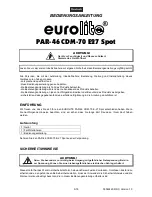 Предварительный просмотр 3 страницы EuroLite PAR-46 CDM-70 E-27 Spot User Manual