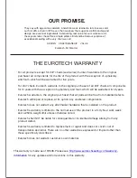 Предварительный просмотр 6 страницы Eurotech ME7ERG Assembly Instructions, Operating Instructions, Warranty