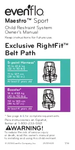 Evenflo Maestro Sport Exclusive RightFit Belt Path Owner'S Manual предпросмотр