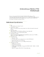 Предварительный просмотр 2 страницы EVGA nForce 780i SLI FTW User Manual