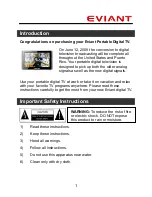 Preview for 2 page of Eviant 4.3 Portable Digital TV Instruction Manual