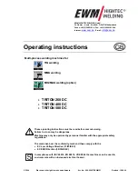 Предварительный просмотр 1 страницы EWM TRITON 260 DC Operating Instructions Manual