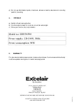 Предварительный просмотр 4 страницы Excelsior Excelair EHVP4590 Instruction Manual