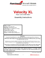 Предварительный просмотр 1 страницы Experimental Aircraft Models Velocity XL Assembly Instructions Manual