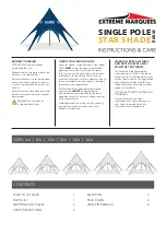 Preview for 1 page of Extreme marquees SINGLE POLE STAR SHADE Instructions & Care