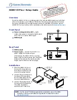 Preview for 1 page of Extron electronics HDMI 101 Plus Setup Manual