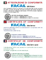 Preview for 2 page of FACAL CAPO-1 Use And Maintenance Handbook