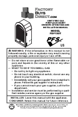 Factory Buys Direct PFS FDF150T Owner'S Operation And Installation Manual preview