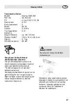 Предварительный просмотр 37 страницы Fakir Starky I HSA 252 Operating Instructions Manual