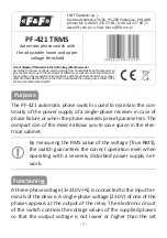 Предварительный просмотр 1 страницы F&F PF-421 TRMS Manual