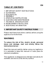 Preview for 14 page of Fanelite ZF-12181D User Manual, Installing And Operating Manual