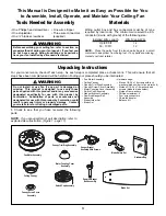 Preview for 3 page of Fanimation CANCUN FP8042 SERIES Owner'S Manual