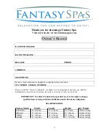 Предварительный просмотр 3 страницы Fantasy Spas ESPIRIT Owner'S Manual