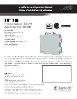 Fantech FIT 70E Installation And Operation Manual preview