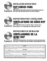 Fantech RVF 4XL Installation Instructions Manual preview