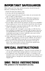 Preview for 2 page of Farberware FSN100 Use And Care Instructions Manual