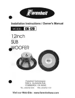 Farenheit CK-12D Installation Instructions And Service Manual preview