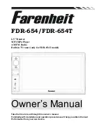 Preview for 1 page of Farenheit FDR-654 Owner'S Manual