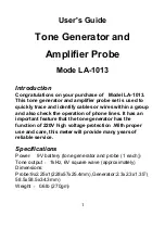 Preview for 1 page of Farnell LA-1013 User Manual