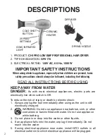 Предварительный просмотр 2 страницы Farouk CHI PRO LOW EMF Owner'S Manual