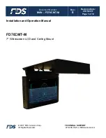 Preview for 1 page of FDS FD70CMT-M Installation And Operation Manual