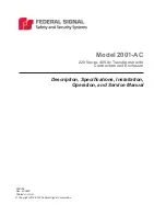 Preview for 1 page of Federal Signal Corporation 2001-AC Description, Specifications, Installation, Operation, And Service Manual