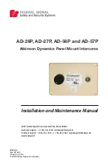 Federal Signal Corporation AD-26P Installation And Maintenance Manual preview