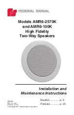 Preview for 1 page of Federal Signal Corporation AMR6-100K Installation And Maintenance Instructions Manual