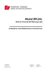 Preview for 1 page of Federal Signal Corporation BPL26L Installation And Maintenance  Instruction