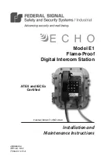 Предварительный просмотр 1 страницы Federal Signal Corporation E1 Installation And Maintenance Instructions Manual