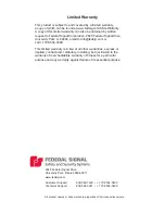 Preview for 2 page of Federal Signal Corporation FC Description, Specifications, Installation, Operation, And Service Manual