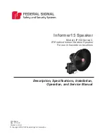 Federal Signal Corporation I-IP15X Series Description, Specifications, Installation, Operation, And Service Manual preview