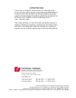 Preview for 2 page of Federal Signal Corporation MAC-01 Description, Specifications, And Operations Manual