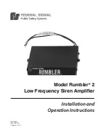 Federal Signal Corporation Rumbler 2 Installation And Operation Instructions Manual preview