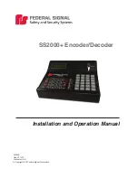 Preview for 1 page of Federal Signal Corporation SS2000 Plus Installation And Operation Manual