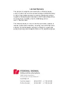 Preview for 2 page of Federal Signal Corporation SS2000 Plus Installation And Operation Manual