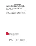 Preview for 2 page of Federal Signal Corporation Valor FSJoin Installation Maintenance And Service Manual