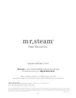 Preview for 20 page of Feel Good mr. steam Club Therapy CT12E Installation, Operation & Maintenance Manual