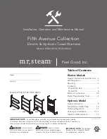 Preview for 1 page of Feel Good mr steam Fifth Avenue H542 Installation, Operation And Maintenance Manual