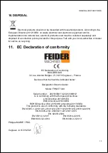 Preview for 10 page of Feider Machines FHNVT1300 User Instruction Manual