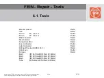 Preview for 53 page of Fein 7 221 40 00 23 0 Repair Information