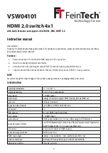 Preview for 5 page of FeinTech VSW04101 Instruction Manual