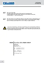 Preview for 2 page of Felder RL 250 User Manual