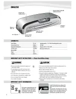 Preview for 2 page of Fellowes Venus 125 User Manual