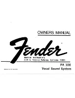 Fender PA 100 Manual preview