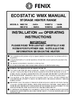 Предварительный просмотр 3 страницы Fenix ECOSTATIC WMX706 Installation And Operating Instructions Manual