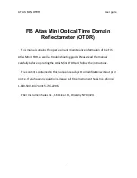 Preview for 1 page of Fiber Instruments Sales ATLAS MINI OTDR Manual