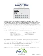 Preview for 1 page of Field Controls EvenAir H32 Installation Manual