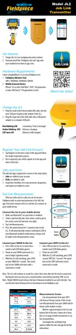 Предварительный просмотр 1 страницы Fieldpiece JL2 Quick Start Manual