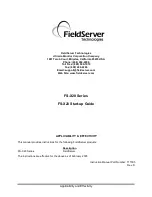 FieldServer FS-X20 Series Startup Manual preview